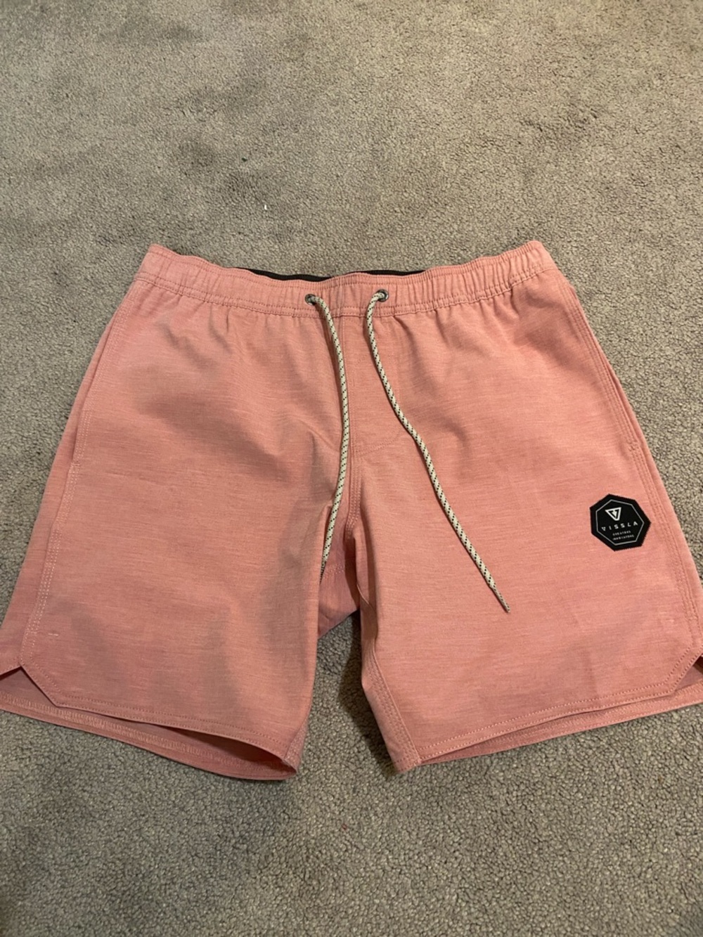 VISSLA women’s Coral Pink Athletic Drawstring Shorts